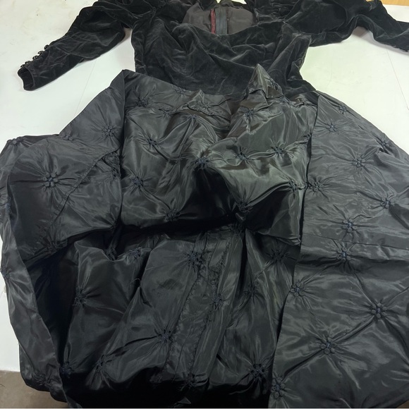 Vintage Black Velvet Dress size Small Taffeta Sweetheart 80s Party Evening Prom - Picture 9 of 14